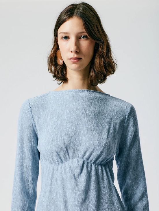 Tibi Tops - Tibi Sage Crinkle Lyocell Boatneck Shirt